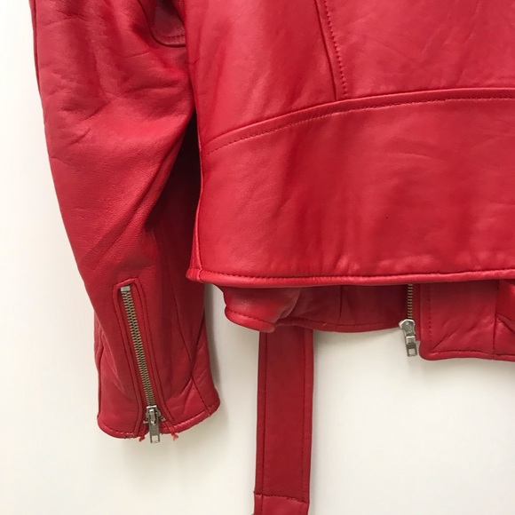 100% Red Leather motorcycle Jacket - Picture 7 of 10
